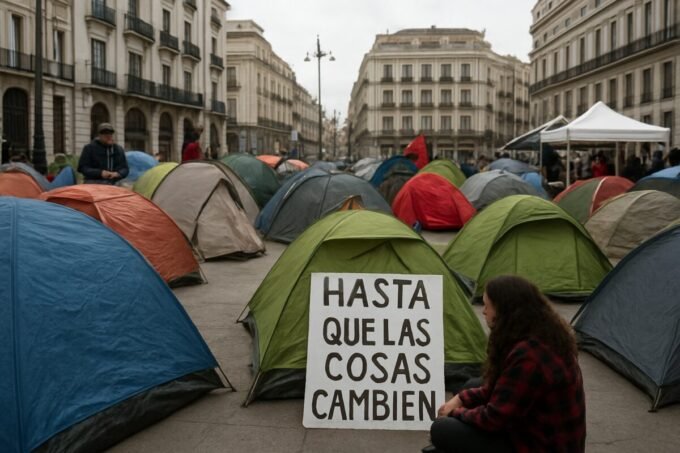 Acampamento contra crise habitacional no coração de Madri completa um mês: 'Até que as coisas mudem'