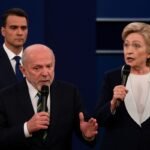 Nas redes, tática de Flávio de se posicionar atrás de Lula é comparada à de Trump em debate com Hillary em 2016