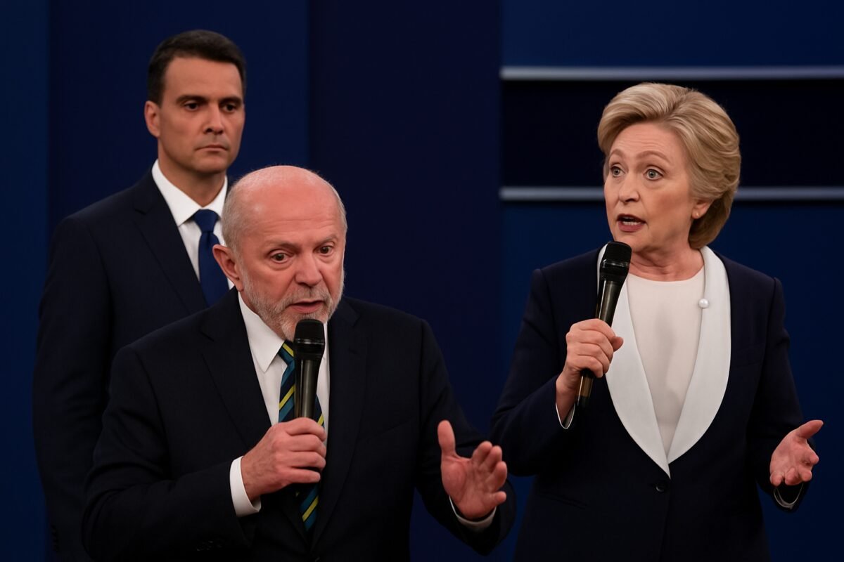 Nas redes, tática de Flávio de se posicionar atrás de Lula é comparada à de Trump em debate com Hillary em 2016